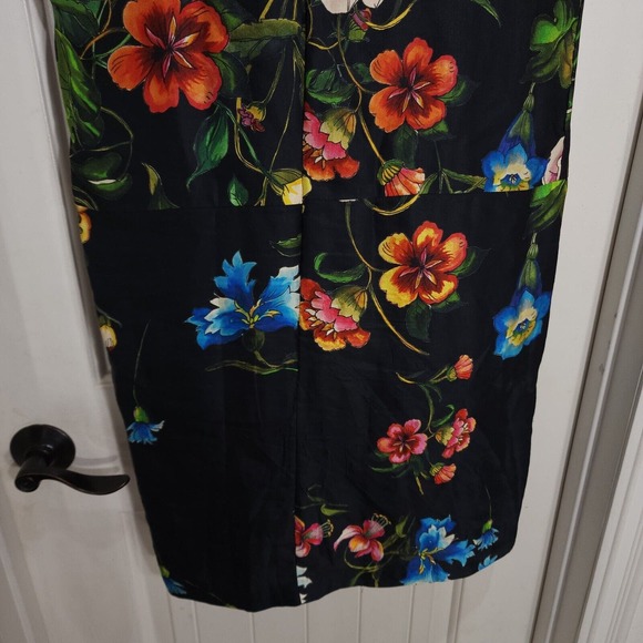 Biya Johnny Was Womens Dress Linen Black Red Blue Floral Drop Waist Shift Size S - Picture 10 of 10